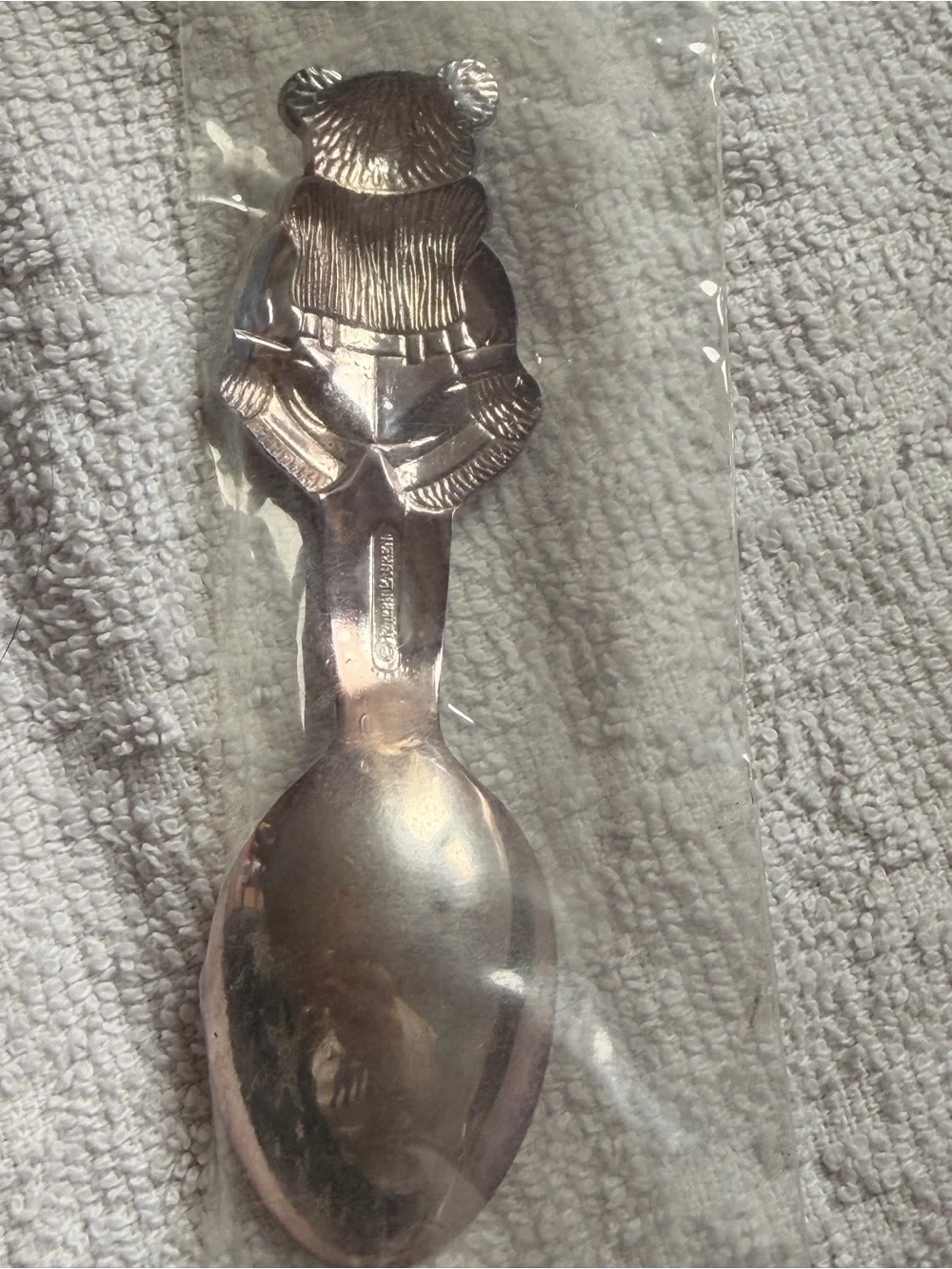 Ralph Lauren Silver plated 2 Piece Baby Set. Teddy Bear Carved. BRAND NEW.